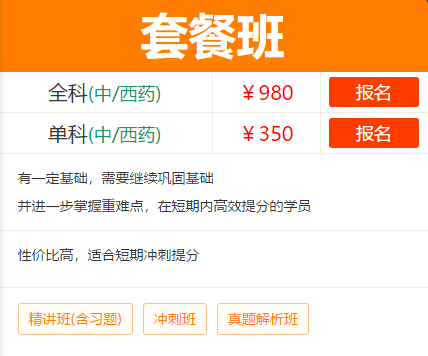 2019年执业药师套餐班培训课程